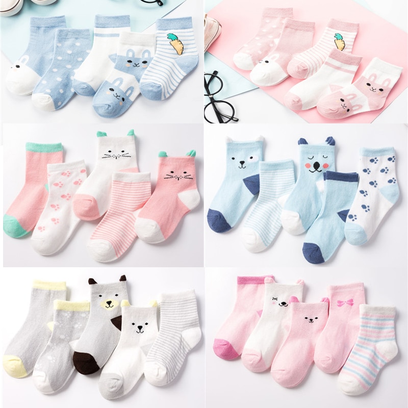 Set 5 Đôi Vớ Cotton Mềm Mại Dễ Thương Cho Bé