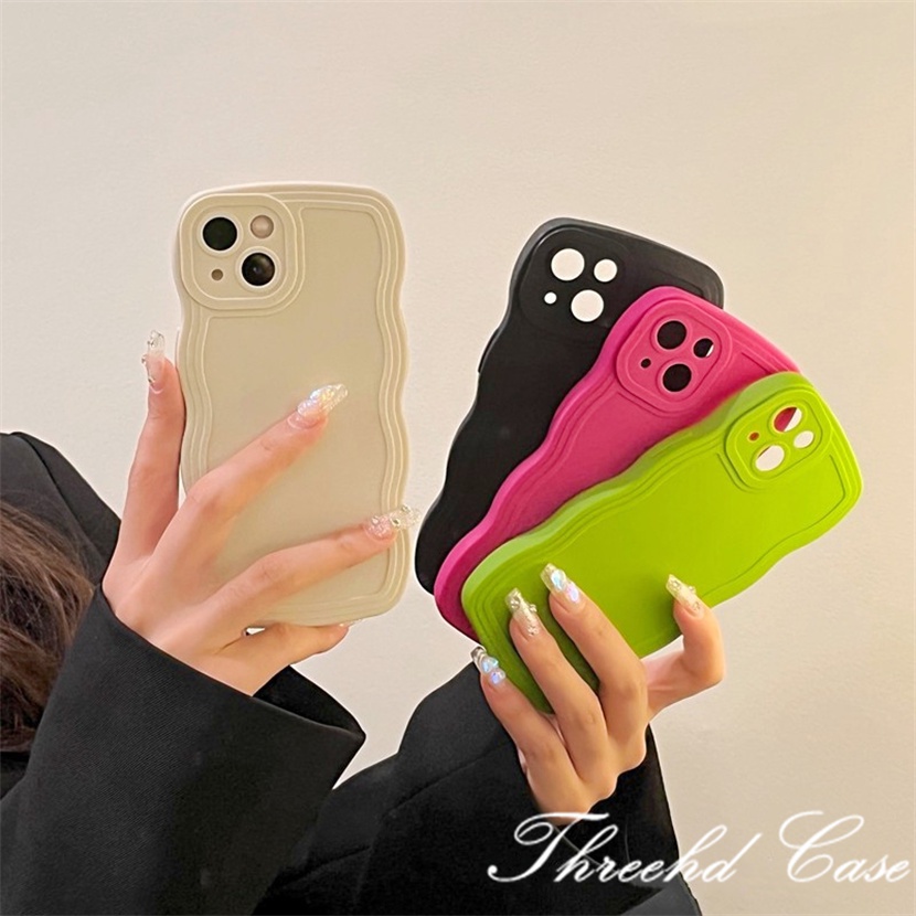 Ốp Điện Thoại Mềm Chống Rơi Họa Tiết Sóng Biển Màu Hồng Đơn Giản Cho iPhone 14 13 12 11 Pro Max SE2020 X Xr Xs Max 8 7Plus