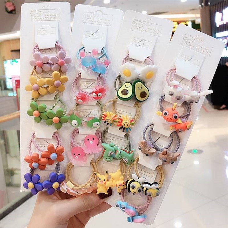 Set 10 Dây Buộc Tóc Cho Bé Gái Hoạt Hình Dễ Thương