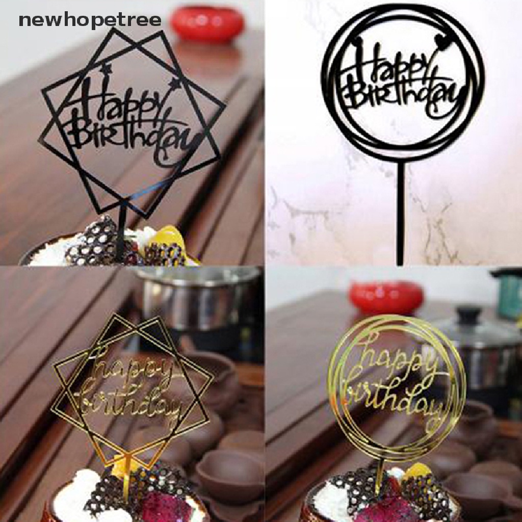 Set 10 Que Chữ Happy Birthday Trang Trí Bánh Kem Bằng Acrylic