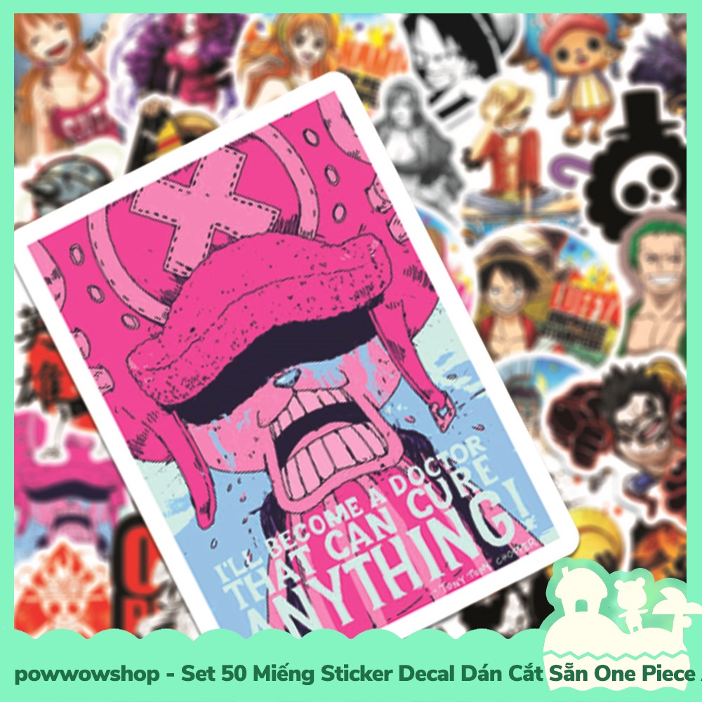 [Sẵn VN - Hỏa Tốc] Set 50 Miếng Sticker Decal Cắt Sẵn DIY Dán Trang Trí Vật Dụng Mẫu One Piece Anime Manga Fired