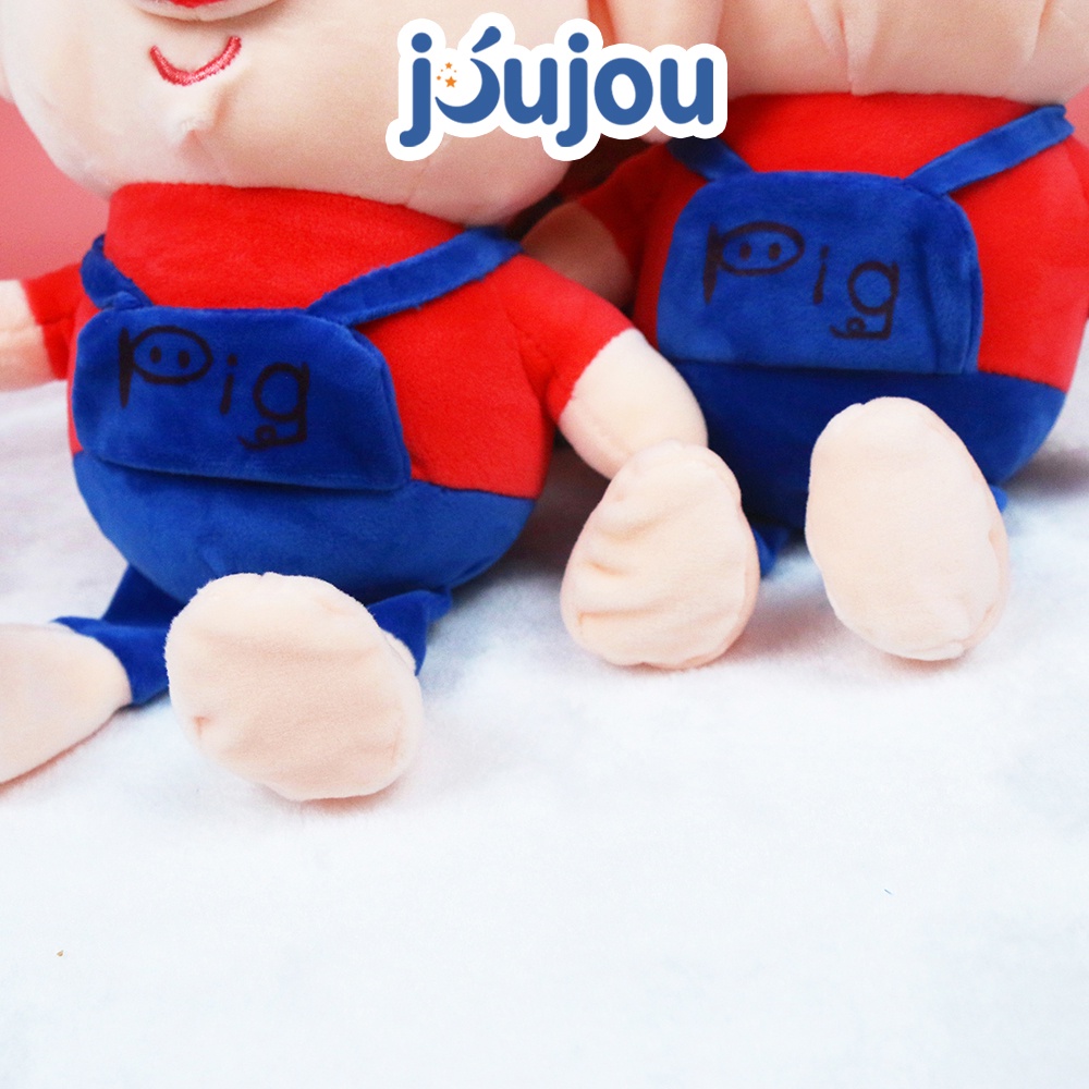 Gấu bông hình thú lợn bông yếm cute size 30cm cao cấp JouJou mềm mịn dễ thương cho bé