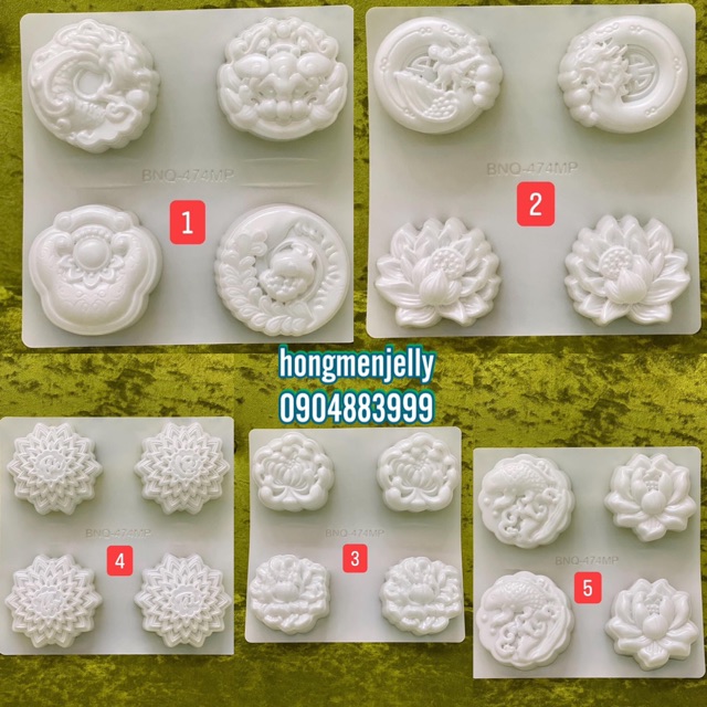Khuôn Trung Thu Râu Câu Hoạ Tiết Mới 2020 Vỉ 4 Bánh 9cm nhựa mỏng