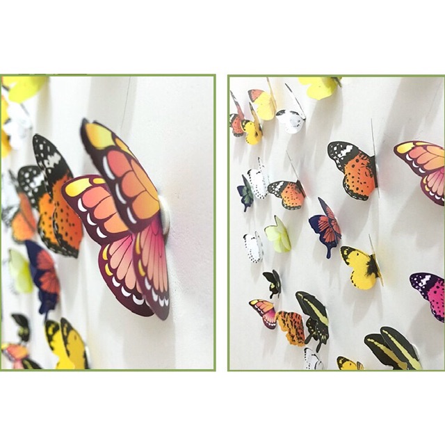 Set 12 bướm 3D dán tường trang trí dễ thương
