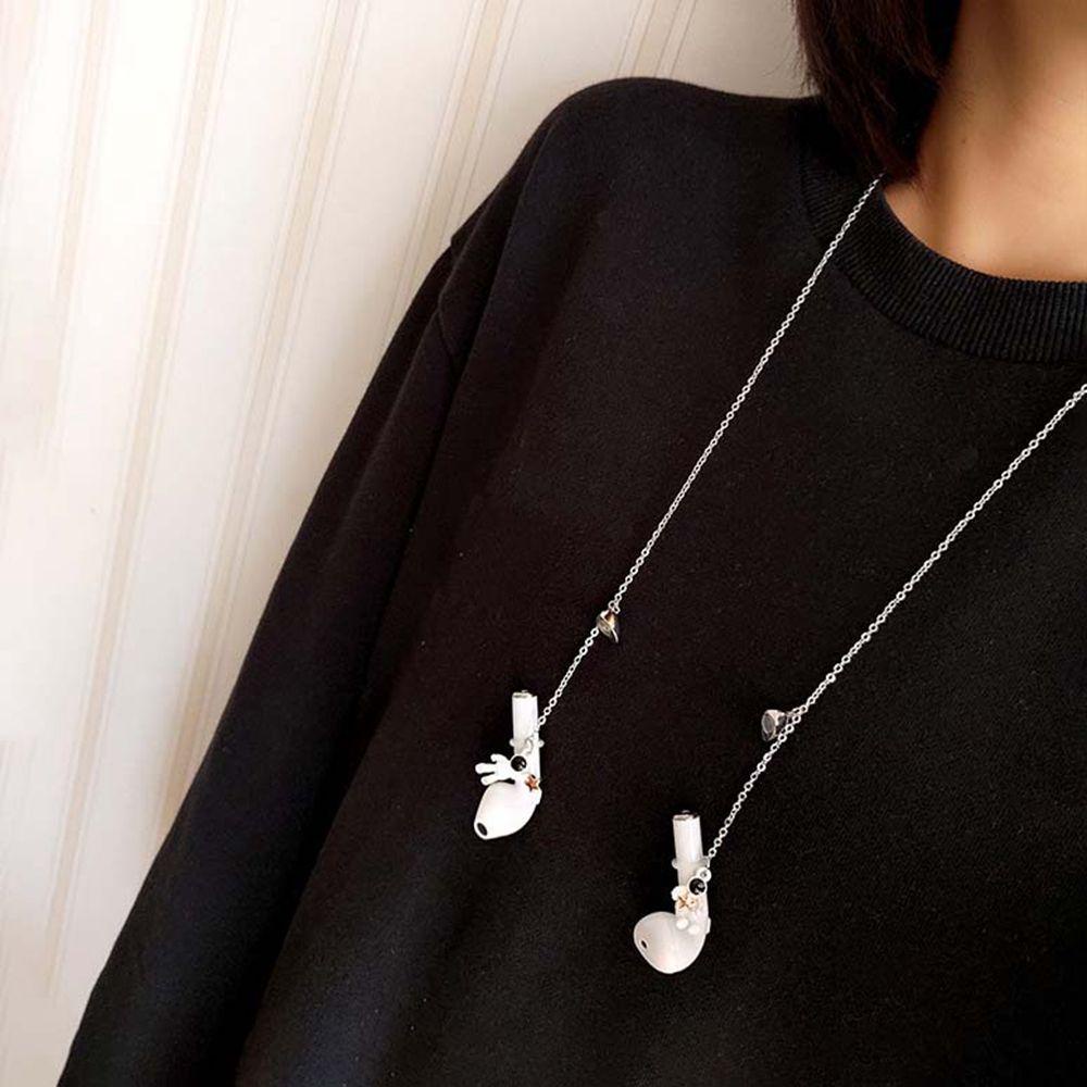 Tai Nghe Vòng Cổ Kết Nối Bluetooth Bằng Thép Không Gỉ Chống Thất Lạc Hình Trái Tim