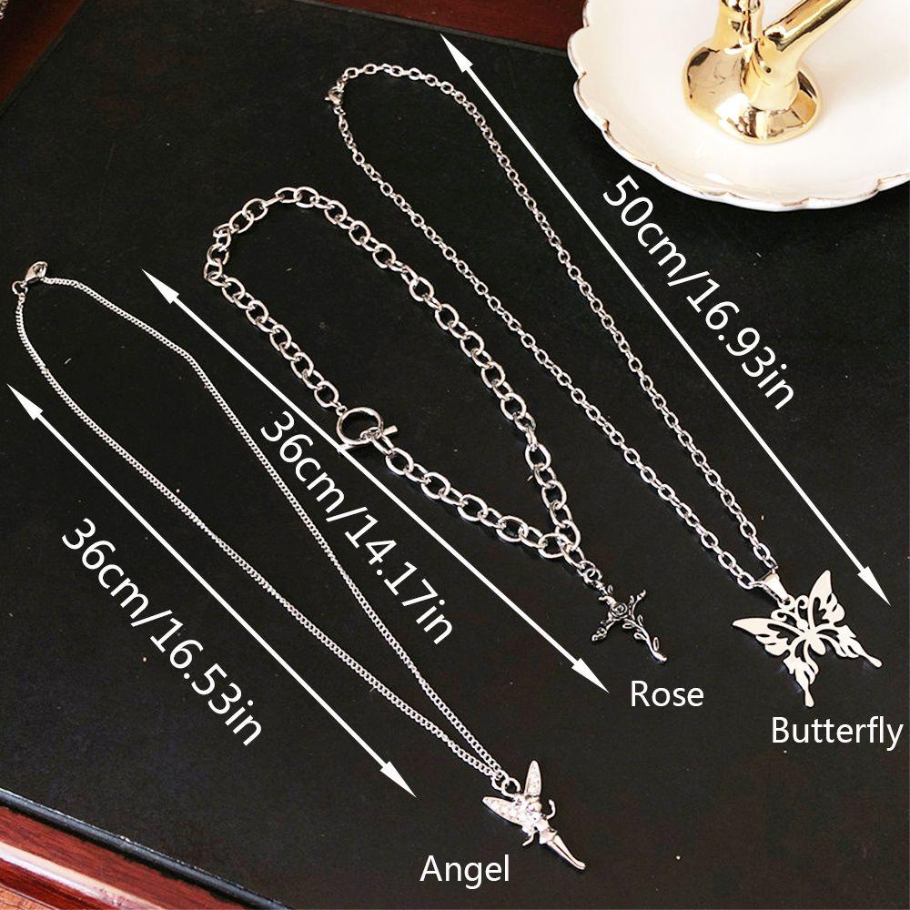 Vòng cổ Mặt Hình Hoa Hồng Và Bướm 1 Kiểu Đơn Giản Thời Trang Cho Bạn Gái
