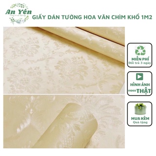 GIẤY DÁN TƯỜNG HOA VĂN CHÌM khổ 1m22,GIẤY DÁN TƯỜNG PHỦ PVC KÈM KEO DÁN CHỐNG ẨM MỐC