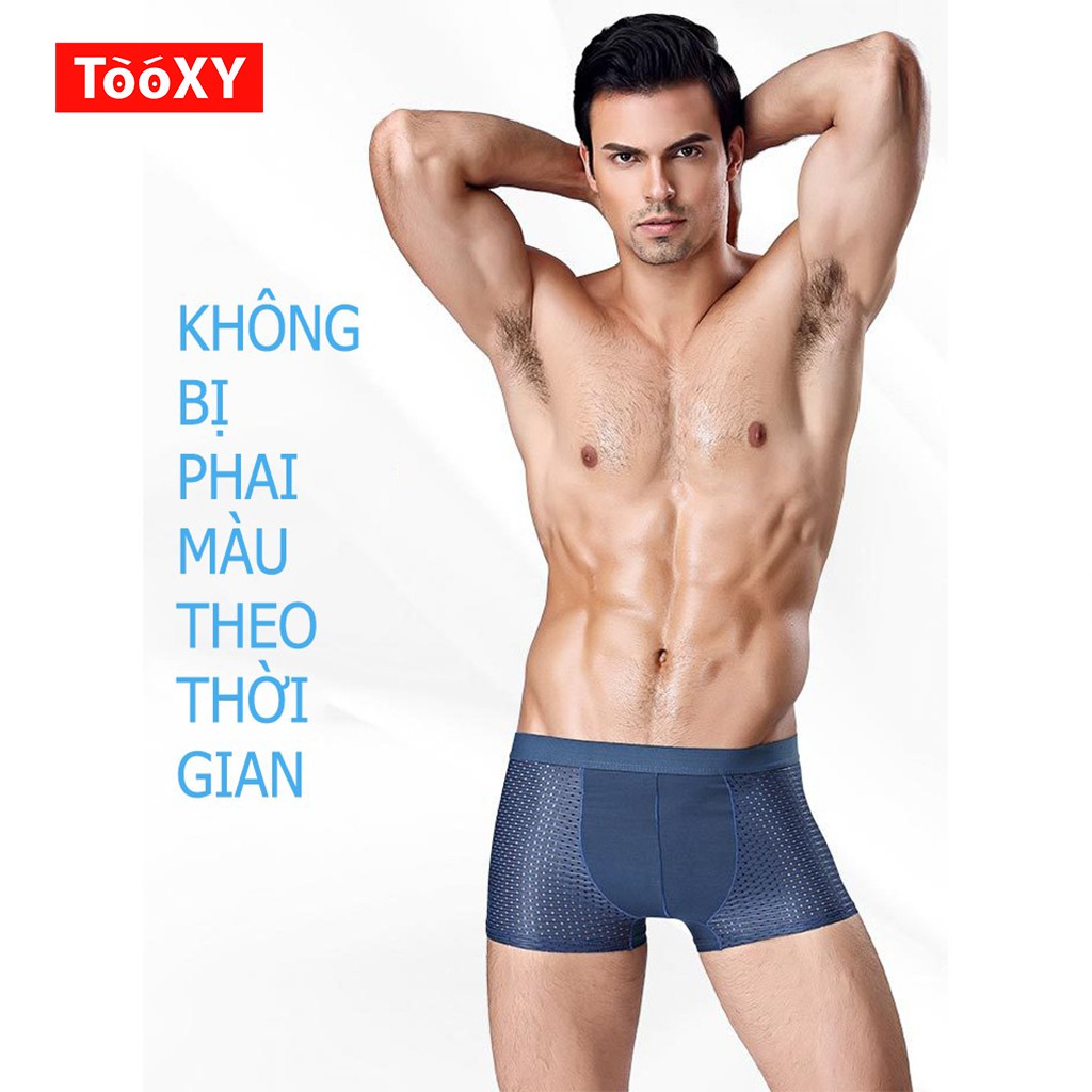 Hộp 4 sịp đùi boxer thông hơi cao cấp, Quần lót đùi nam co dãn 4 chiều VEIKUCOOL