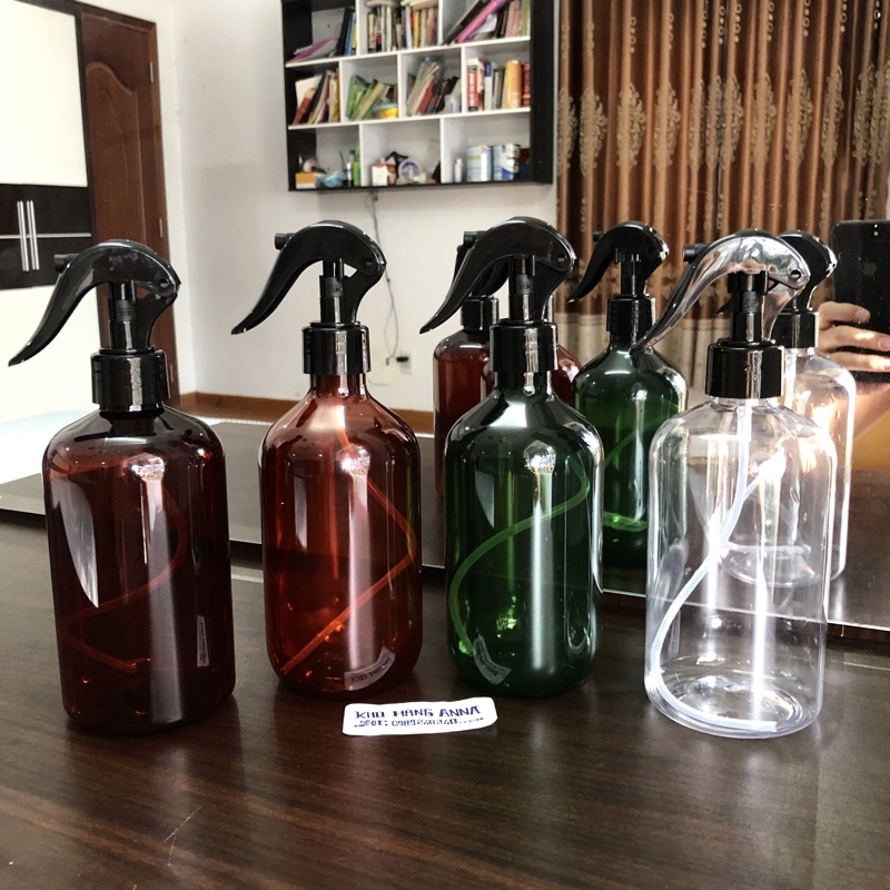 CHAI NHỰA PET NÂU CAO 500ML VÒI NHẤN / XỊT SƯƠNG / XỊT NHỎ GIỌT -  CHAI 500ML MÀU NÂU CAO