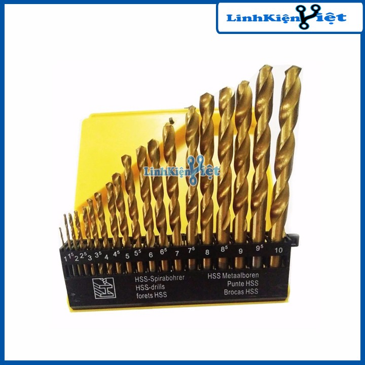 Bộ Mũi Khoan 19 Mũi Vàng Từ 1mm-10mm