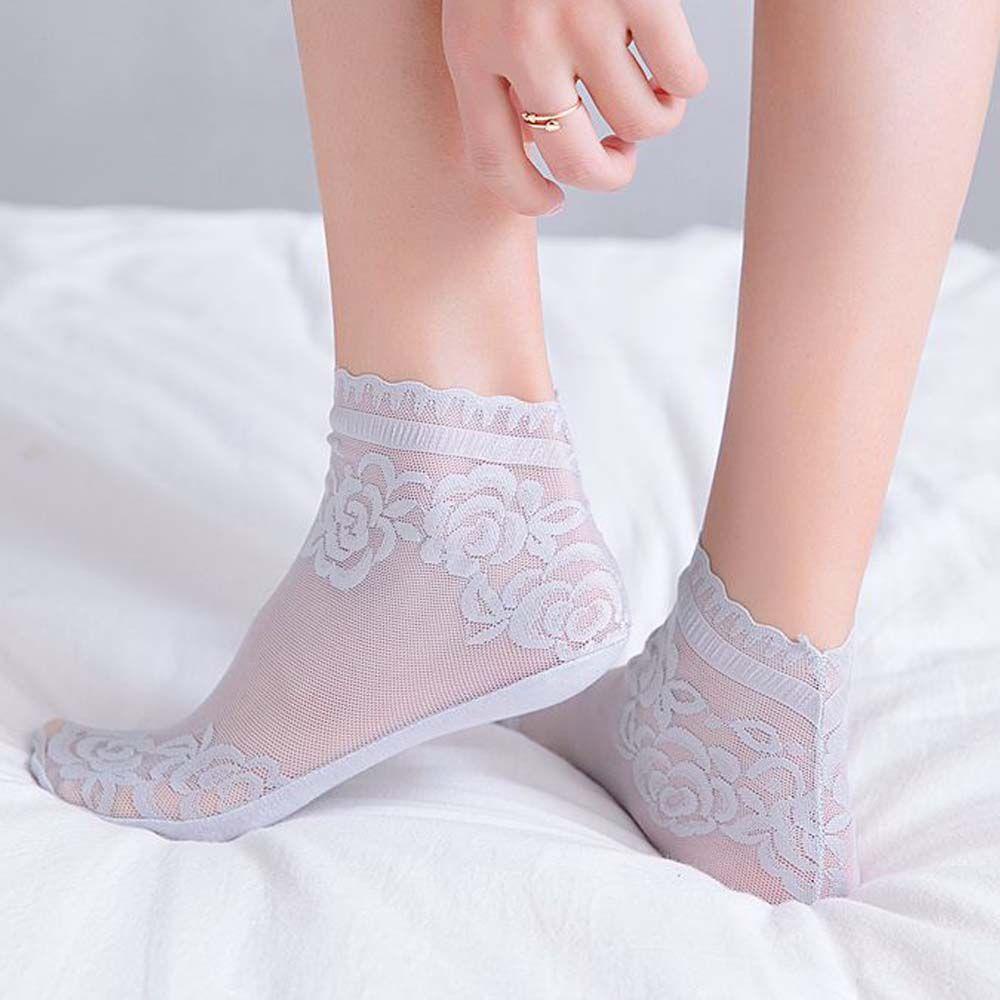 AROMA Vớ Ren Hoa Xuyên Thấu Thoáng Khí Thoải Mái Cho Nữ