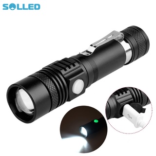 SOLLED Đèn pin cầm tay siêu sáng công suất cao có cổng sạc USB tiện lợi