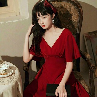 Đầm Xếp Ly Dáng Dài Đỏ Đô