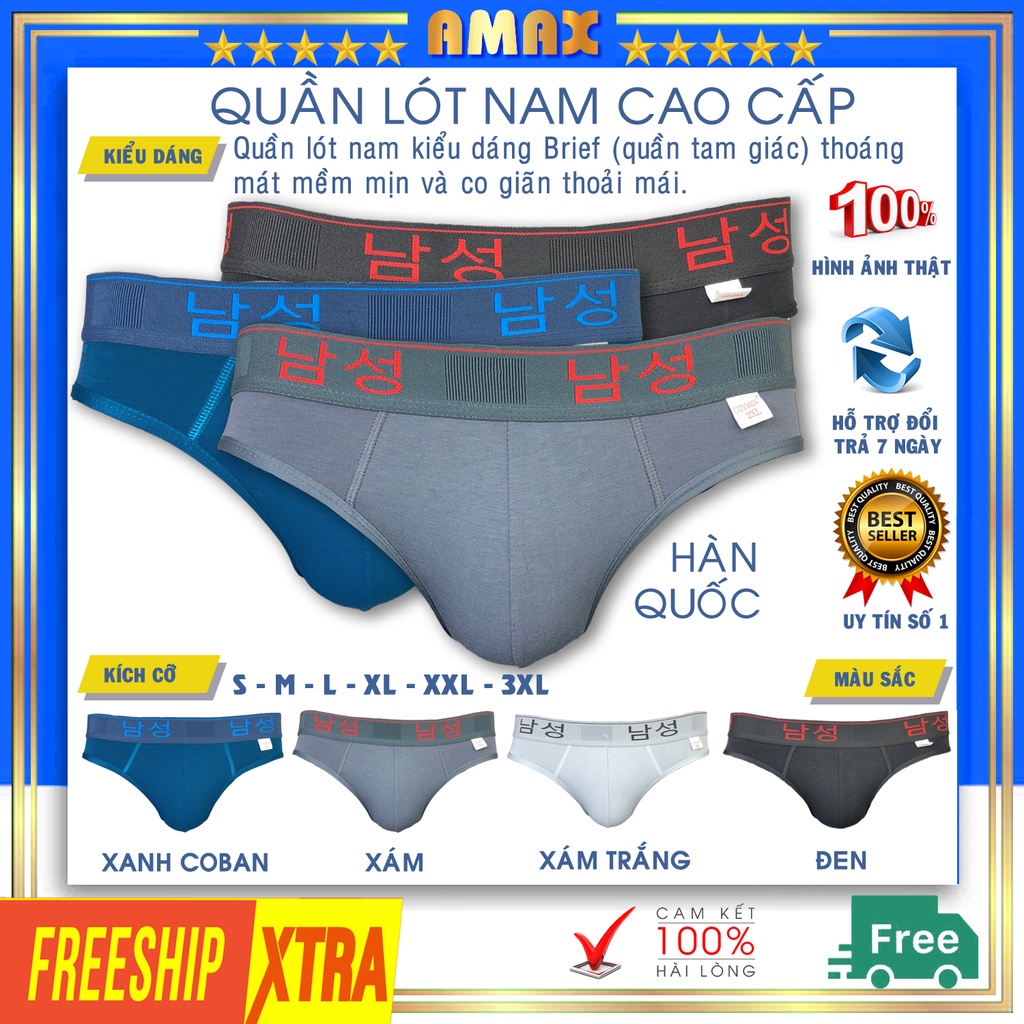 Quần lót nam tam giác cotton cao cấp quần sịp nam có size lớn big size cho người mập