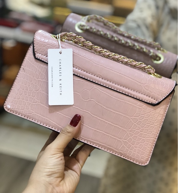 Túi chữ C khoá gập vân rắn size 22
