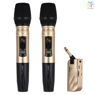 Micro cầm tay không dây tần số kép (1 đầu thu + 1/2 micro) UHF dùng hát karaoke và trong các cuộc họp