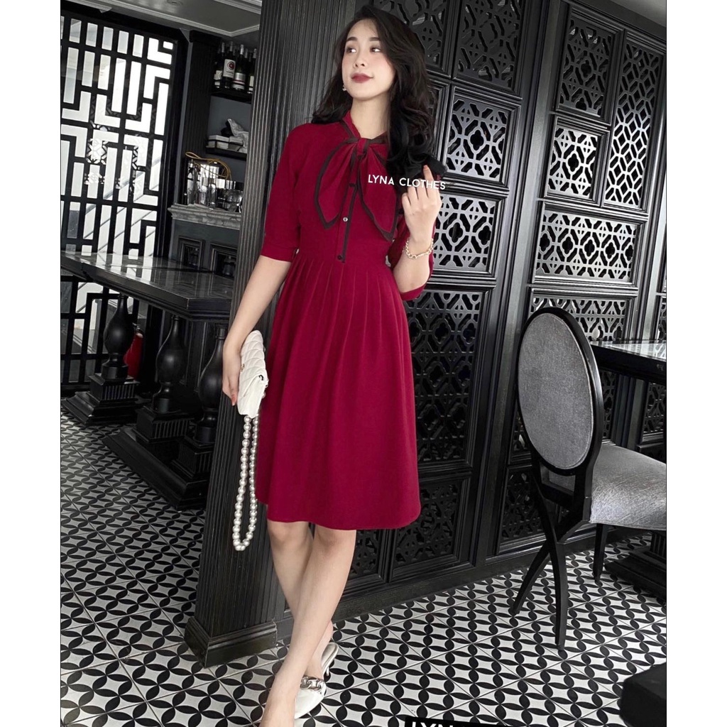 Váy thiết kế tiểu thư màu đỏ cổ nơ siêu đẹp cho mùa lễ hội giúp nàng tỏa sáng rực rỡ mỗi khi xuất hiện | BigBuy360 - bigbuy360.vn