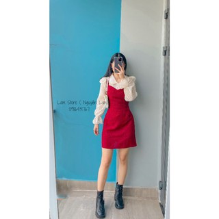 set áo sơ mi kiểu kèm yếm bố