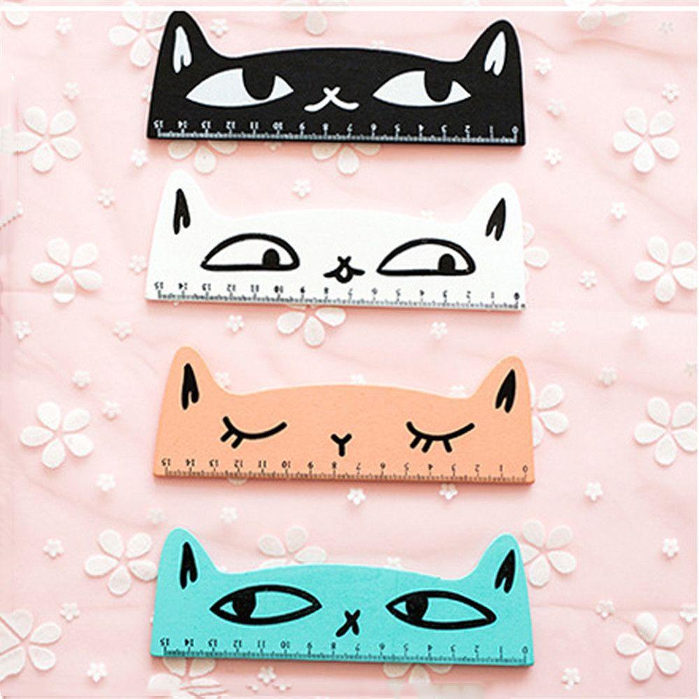Thước Gỗ Thẳng Hình Chân Mèo Hoạt Hình Nhiều Màu Sắc Sáng Tạo Đa Ứng Dụng