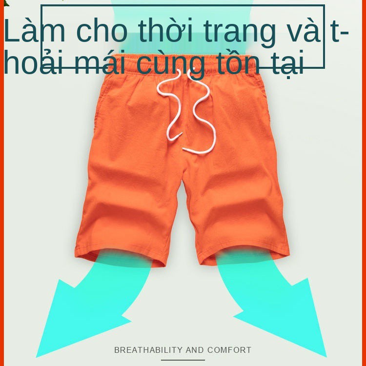 ☫✎✓Quần short nam mùa hè cotton phong cách mới dài ống suông thời trang sành điệu cá tính Hàn Quốc