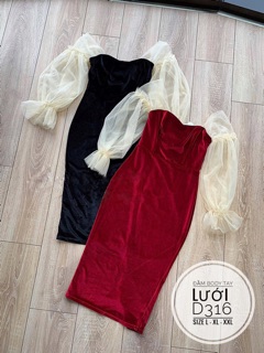 Bigsize Đầm body tay lưới D316