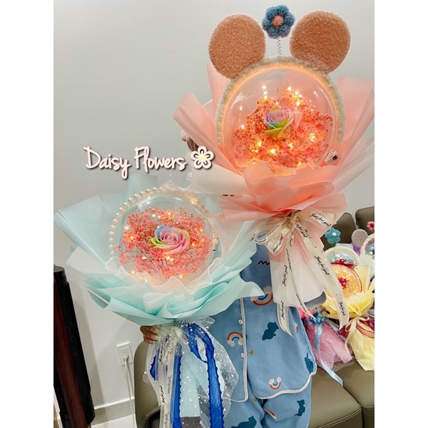 Hoa bóng mica đèn led 3 chế độ - Quà tặng