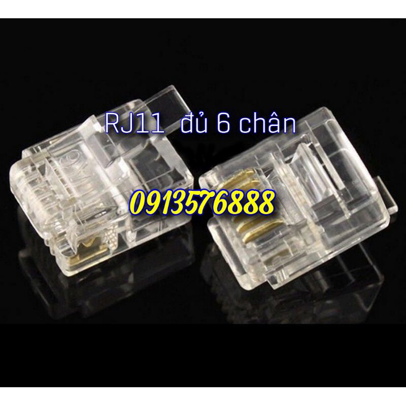 Túi 10 chiếc RJ11  6P6C đầy đủ 6 chân