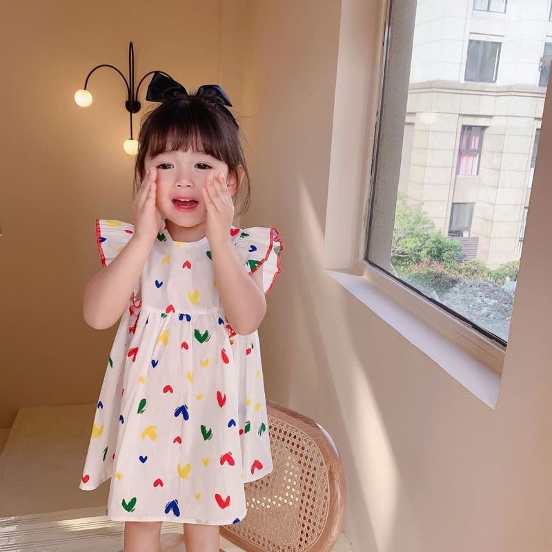 Girls' dresses 2021 summer children's wear new one-piece dress princess dress color love dress sleeveless dress girl baby skirt