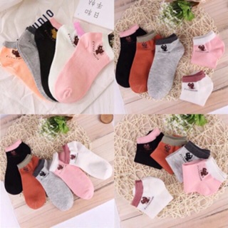 Combo 5 đôi tất nữ kiểu dáng mèo con, màu kẹo, tất thuyền nữ cotton, tất thoáng khí