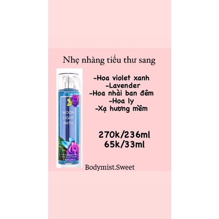 BODYMIST XỊT THƠM TOÀN THÂN BATH&BODYWORKS MOON LIGT PATH 33ml