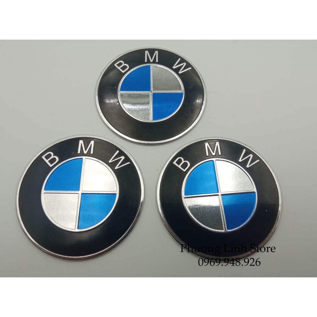 Decal nhôm dán xe , tem dán xe BMW tròn, logo nhôm dán viền đen nổi