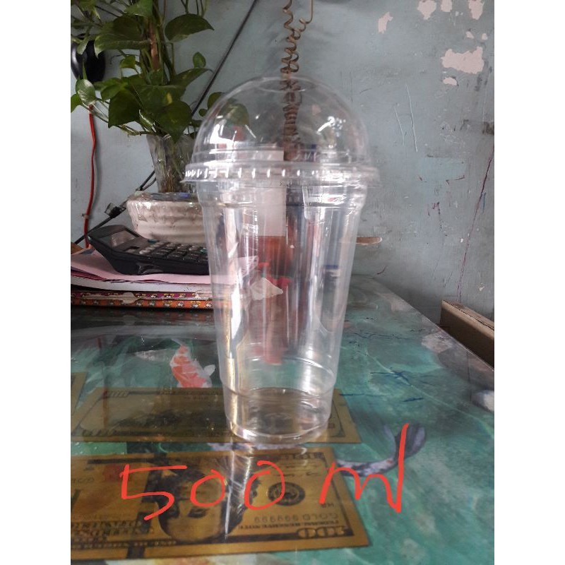 Ly pet nắp cầu 500 ml (50 ly + 50  nắp)