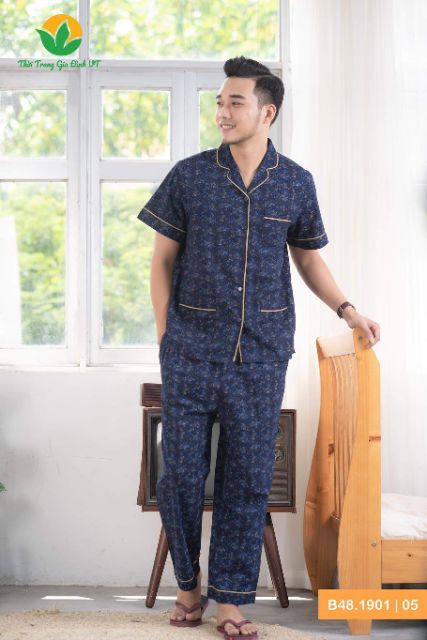 Bộ pijama nam cotton việt thắng bộ trung niên dành cho cha