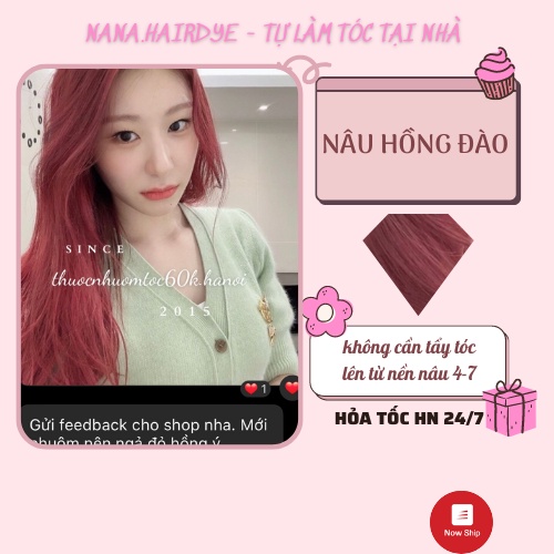 Thuốc nhuộm tóc màu Nâu Hồng Đào kèm trợ dưỡng găng tay mũ chụp