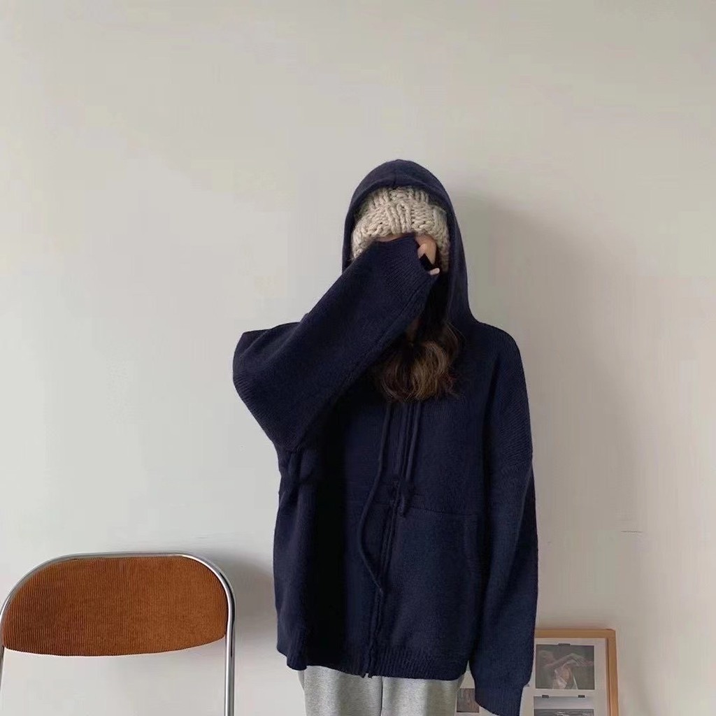 Áo khoác nỉ len tăm nam nữ trơn basic Cheapy đen xanh trắng be ghi đỏ freesize unisex phom rộng dáng hoddie zip C650