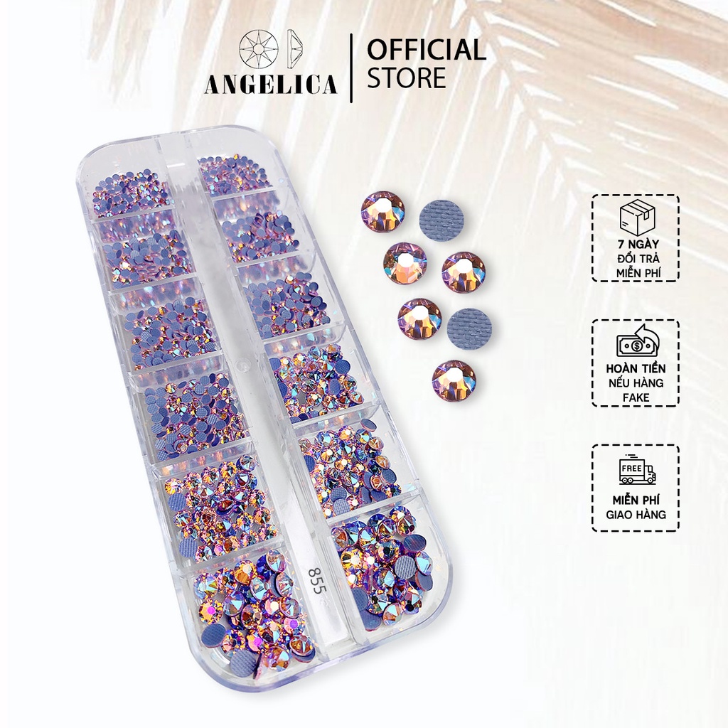 Đá Nail Chân Lưới 16 Khía Light Rose AB Đính Trang Trí Móng ANGELICA 855