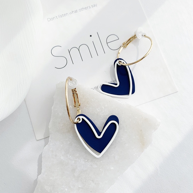 Khuyên tai kẹp không bấm lỗ chốt cố định dáng còng K234 bằng hợp kim mạ vàng hình trái tim bigsize dáng midi Leous