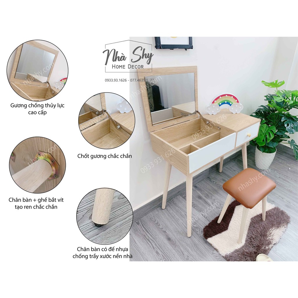 Bàn Trang Điểm Cao Có Gương Phong Cách Hiện Đại / bàn trang điểm gấp gọn(có kèm ghế)