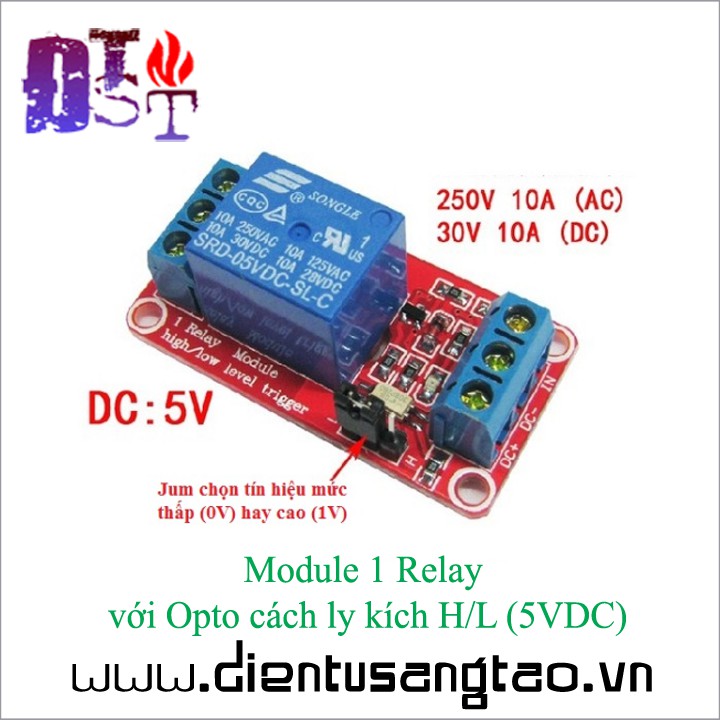 Module 1/2/4/6/8 Relay với Opto cách ly kích H-L -5V DC