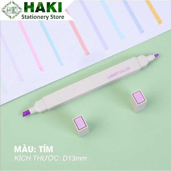 Bút dạ hai đầu màu Morandi màu xinh xắn tiện dụng, bút đánh dấu bút nhớ LIGHTCOLOR Bút Highlighter HAKI B08