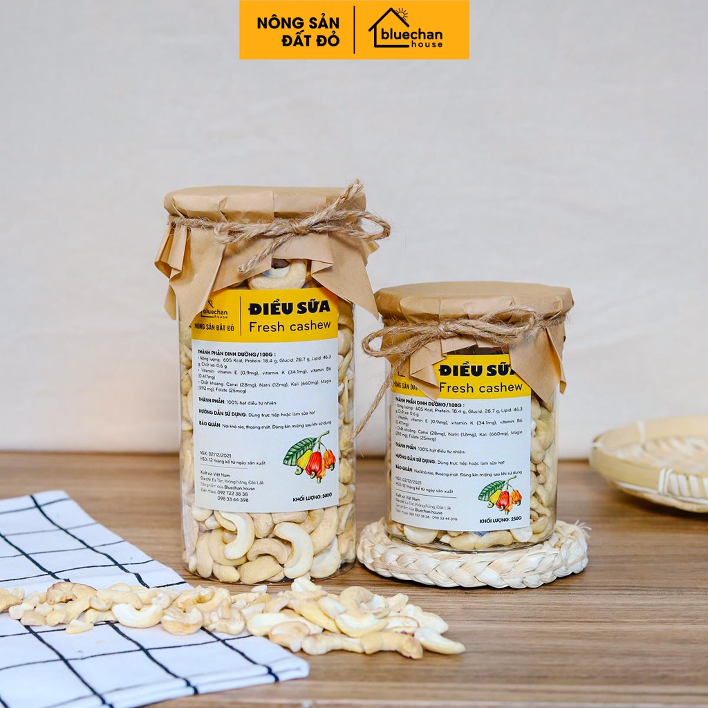 Hạt điều sữa sấy nguyên vị,  làm sữa hạt, ăn vặt, giảm câm, tốt cho bà bầu, điều sữa BLUECHAN HOUSE.