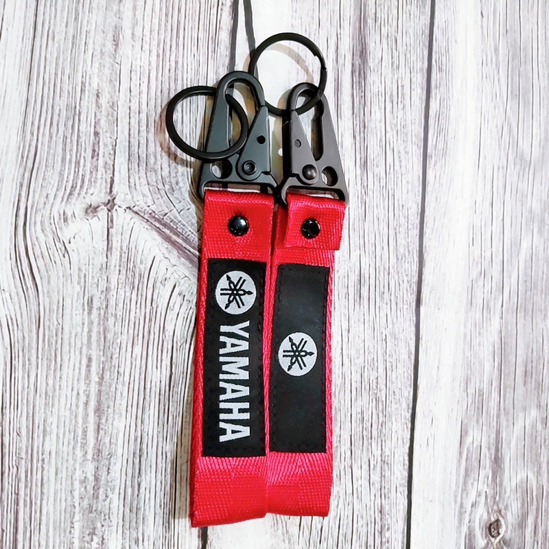 Móc khóa dây hãng Yamaha Suzuki móc bằng thép không gỉ, logo vải thêu