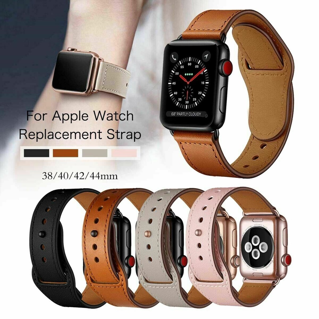 Dây đeo da thay thế thích hợp cho đồng hồ thông minh Apple Watch Series 6 Se 5 4 3 2 1 38 / 40 / 42 / 44mm