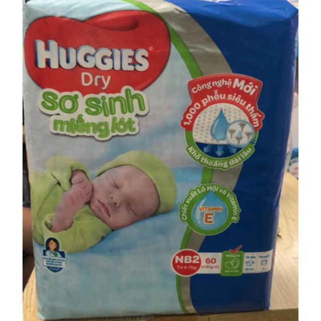 Miếng lót Huggies Newborn 2 60 miếng (Từ 4~7kg)