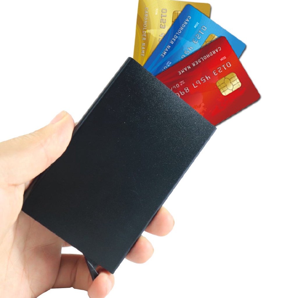 Hộp đựng thẻ ngân hàng tự động bằng hợp kim nhôm chống rfID