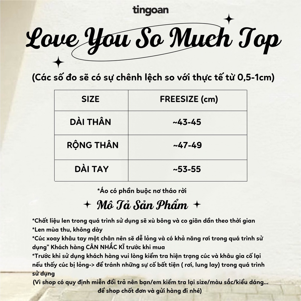 [Mã WABRTN02 giảm 10% ]Áo len dáng lửng đính 2 nơ đen cúc ngọc xám tingoan LOVE YOU VERY MUCH TOP/GR