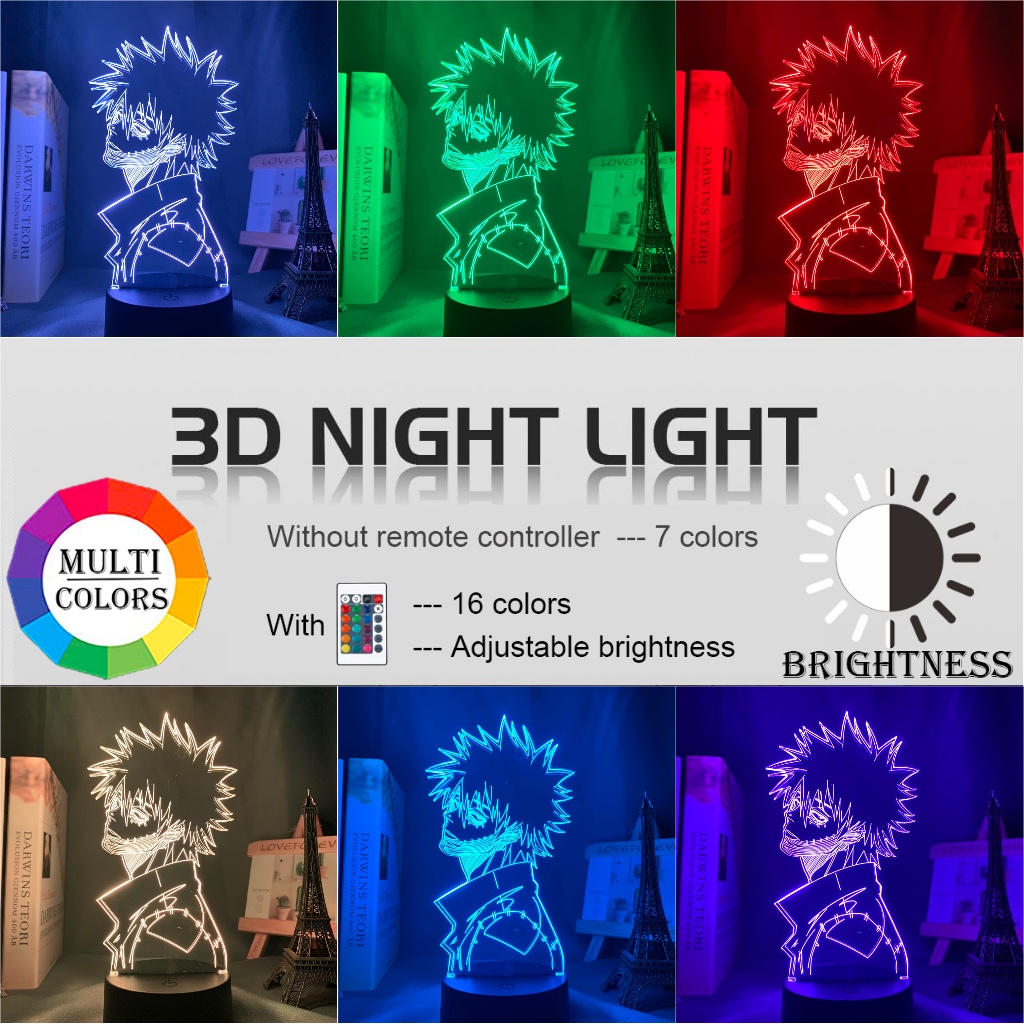 Japanese anime my hero academy academic Darby Acrylic 3d lights led lights for bedroom decoration Cool manga gift for him Rgb colorful night light Darby