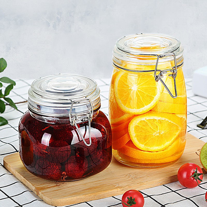 Kín chai thủy tinh có nắp đậy thực phẩm gia đình, bể chứa ướp dưa chanh mật ong jar
