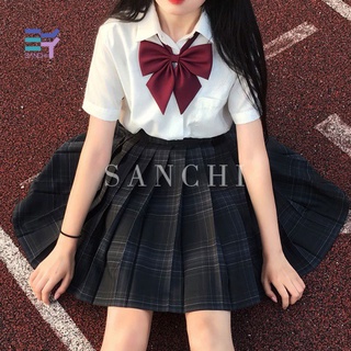 SANCHI Gray / Black Japanese School Uniform JK uniform Pleated skirt shirt suit