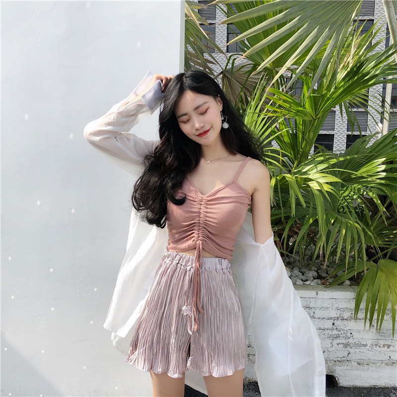 5 Colors Crop Top Women Korean Casual Sexy Solid Color Sling Sleeveless Tops | BigBuy360 - bigbuy360.vn